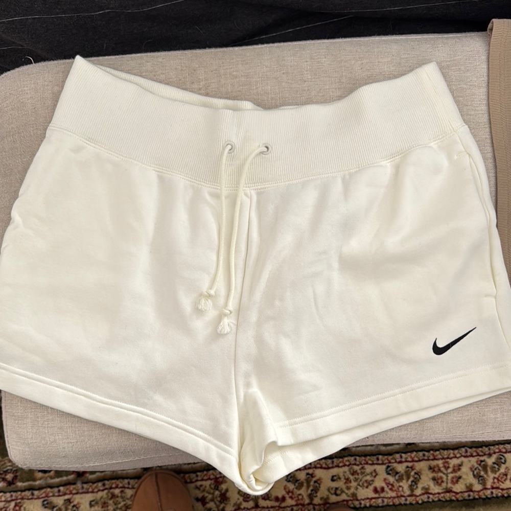 Nike White Athletic Shorts with Elastic Waistband